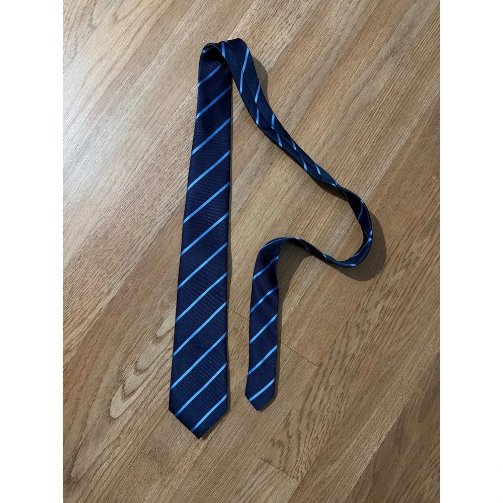 The Children's Place Boys Navy Blue Light Blue Striped Necktie Size 8-16